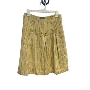 Mac & Jac Womens Yellow A-Line Tweed Skirt Size 6 Bow Accents
